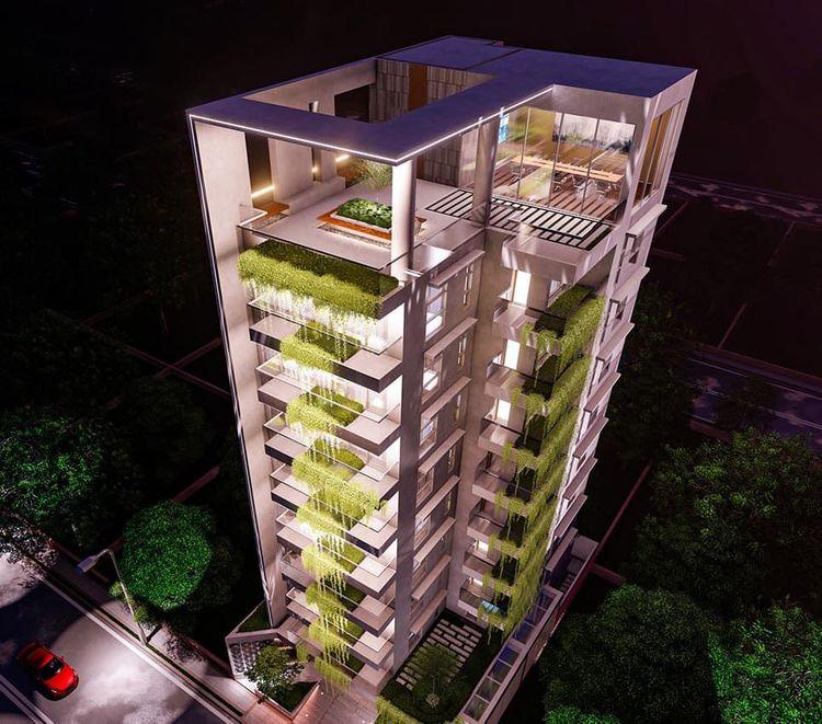 jbs shahnaj villa roof top night view Basundhara R/A