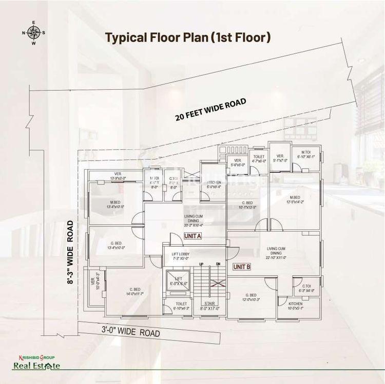krishibid orchid apartment's 1st floor plan Mirpur